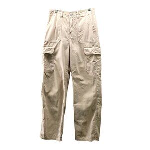 Zara Baggy Cargo Pants Womens 4 Beige Khaki Relaxed Loose‎ High Rise